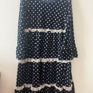 Polka Dot Long Sleeve Dress Kids 6/8 Vintage Velvet NWOT